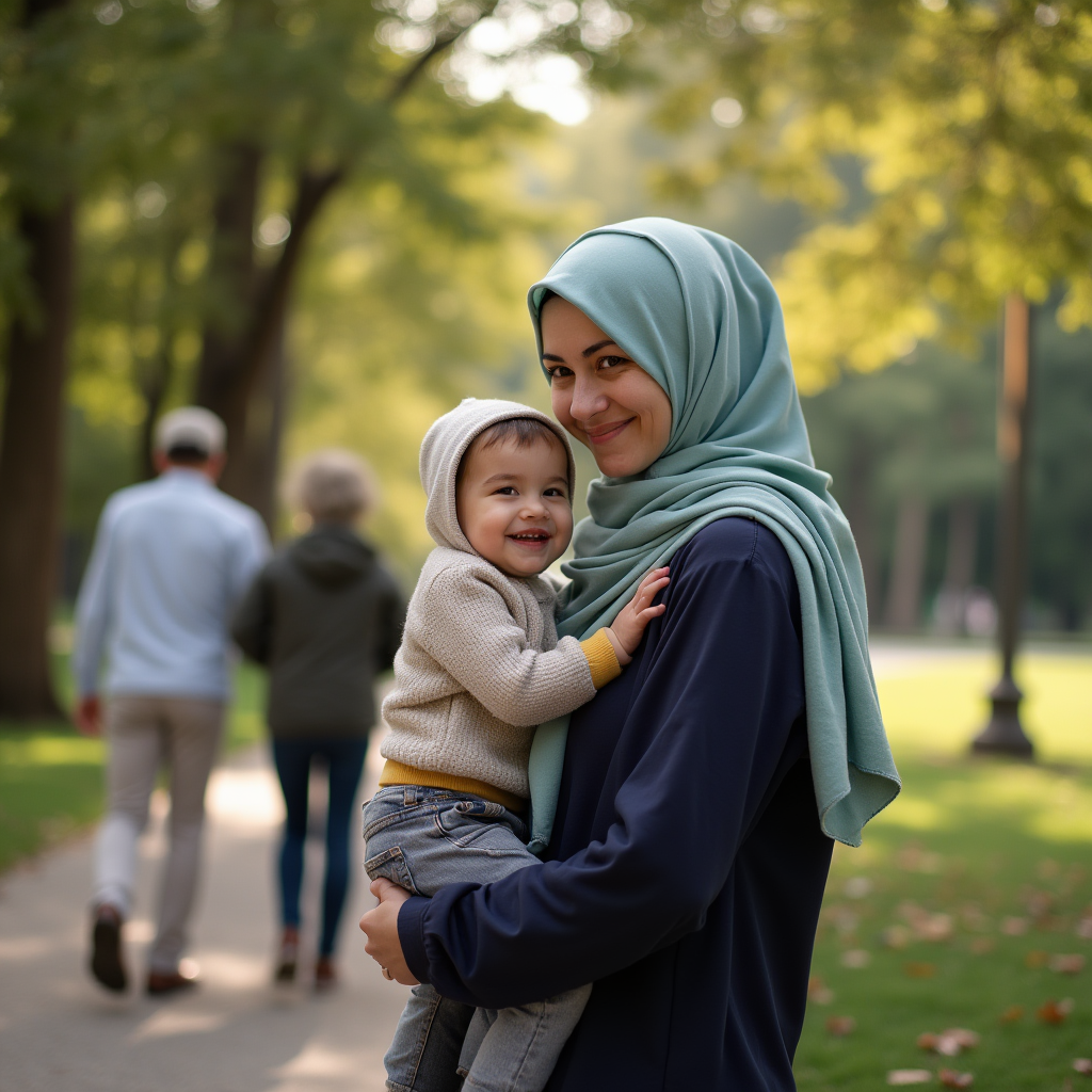 مادر ایرانی و پسرش در پارک و فضای سبز