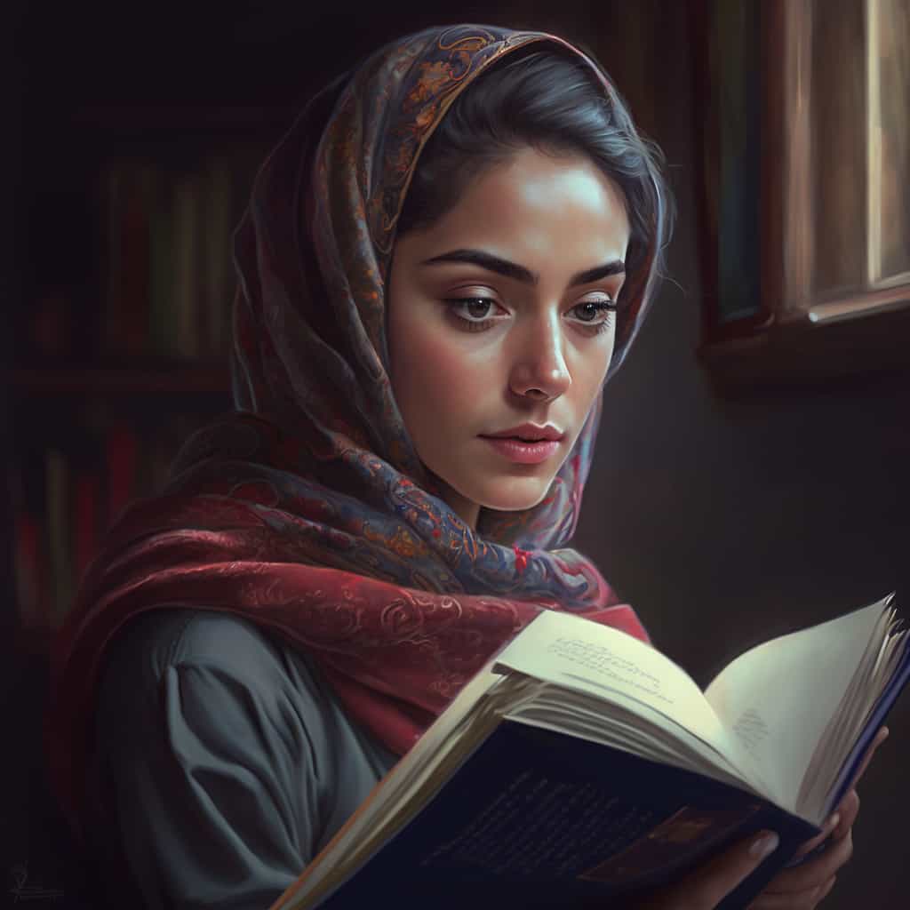 دختر جوانی که برای زندگی در لحظه کتاب میخواند