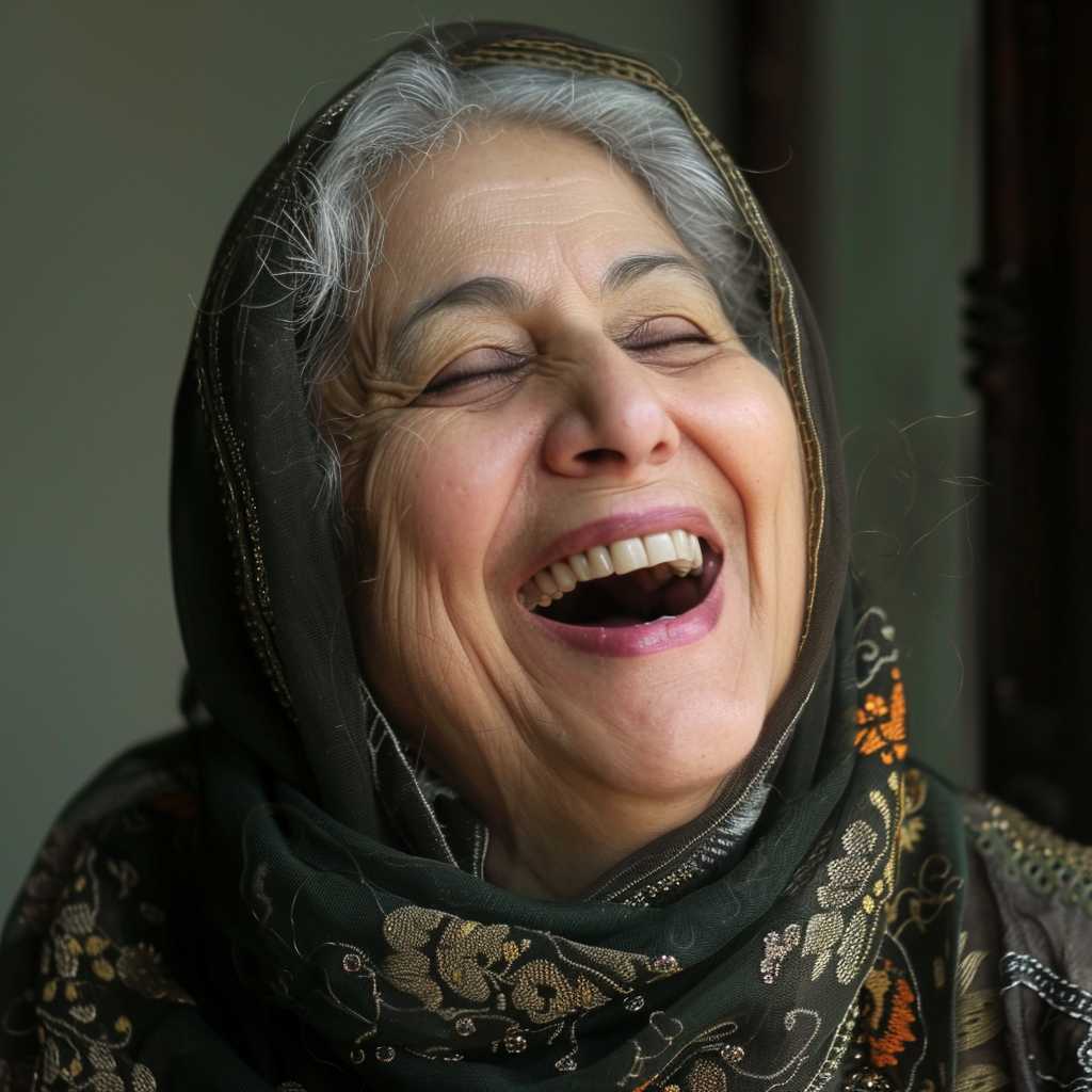 پیرزن شاد و خندان