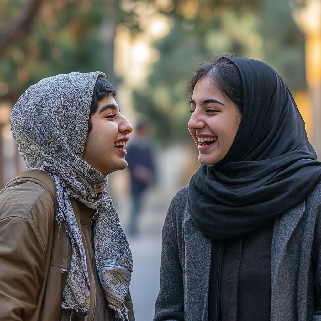 دو دختر جوان در حال صحبت و افزایش خودآگاهی اجتماعی
